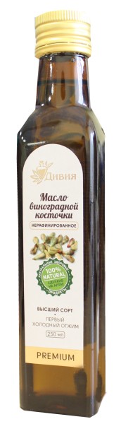 Изображение товара Масло виноградной косточки 100% Дивия 250мл Масло виноградной косточки 100% Дивия 250мл фотография