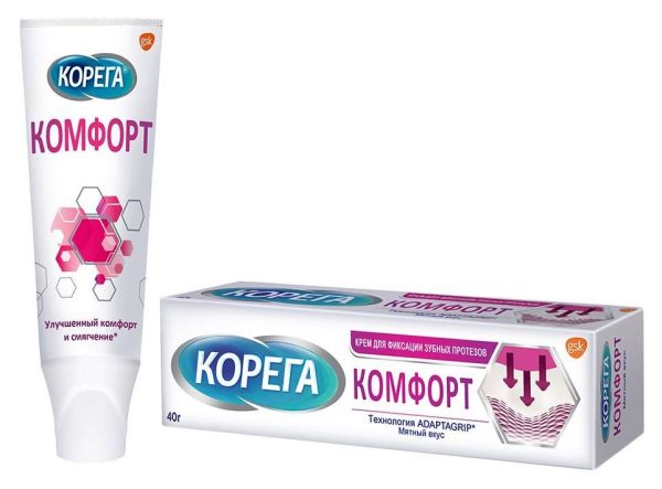 Изображение товара Корега крем для фиксации зубных протезов Комфорт 40г Корега крем для фиксации зубных протезов Комфорт 40г фотография